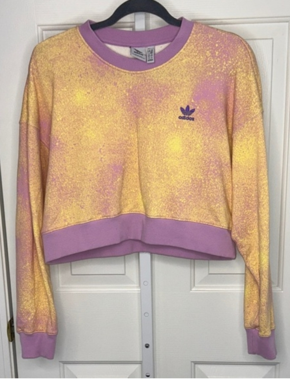 adidas Pink Peach Cropped Crew Sweatshirt